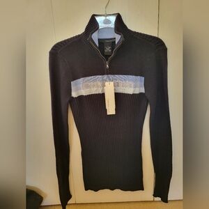 NWT Calvin Klein Navy Blue Zip Up Sweater with Fine Knit Texture Sz M